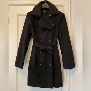 Mexx Black Double-Breasted Trench with Self-Tie Belt